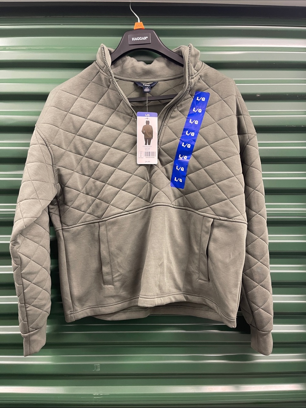 Quilted Pullover Hoodie Jacket - Olive